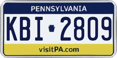 PA license plate KBI2809