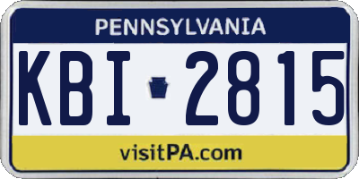 PA license plate KBI2815