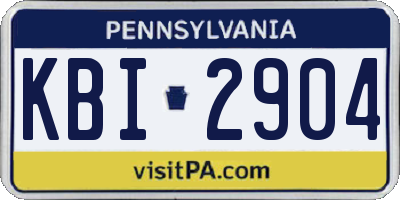 PA license plate KBI2904