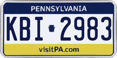 PA license plate KBI2983