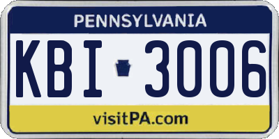 PA license plate KBI3006