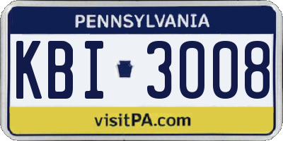 PA license plate KBI3008
