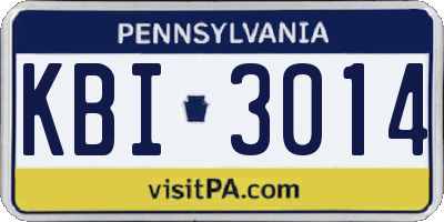PA license plate KBI3014