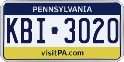 PA license plate KBI3020