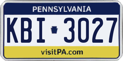 PA license plate KBI3027