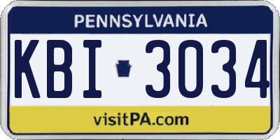PA license plate KBI3034