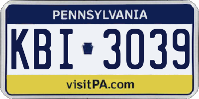 PA license plate KBI3039