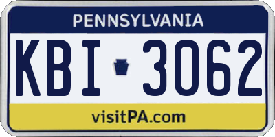 PA license plate KBI3062