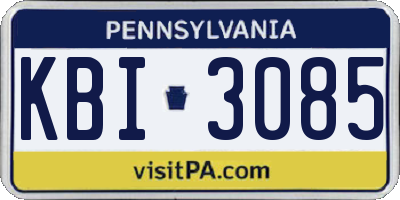 PA license plate KBI3085