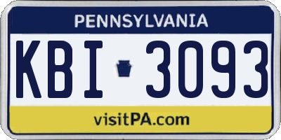 PA license plate KBI3093