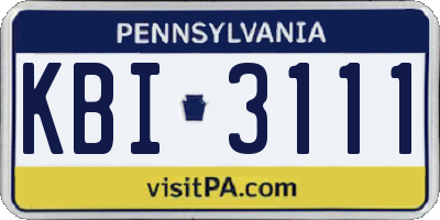 PA license plate KBI3111