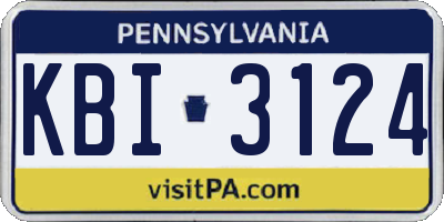 PA license plate KBI3124