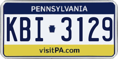 PA license plate KBI3129
