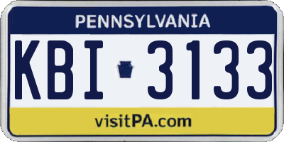 PA license plate KBI3133