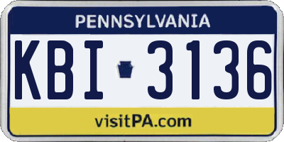 PA license plate KBI3136