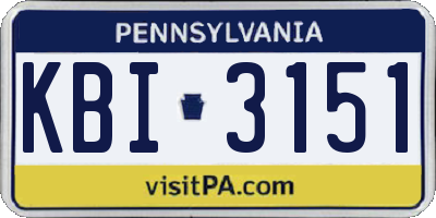 PA license plate KBI3151