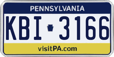 PA license plate KBI3166