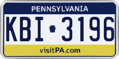 PA license plate KBI3196