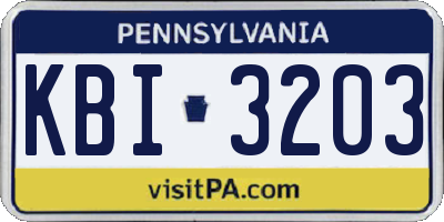 PA license plate KBI3203