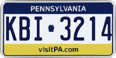 PA license plate KBI3214