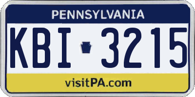 PA license plate KBI3215