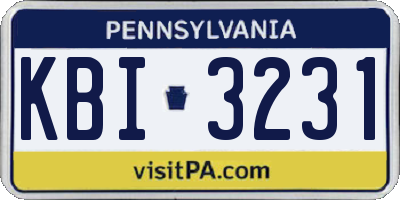 PA license plate KBI3231