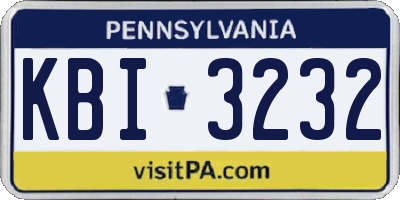 PA license plate KBI3232