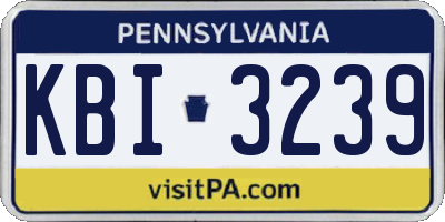 PA license plate KBI3239