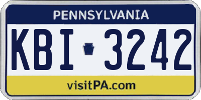 PA license plate KBI3242