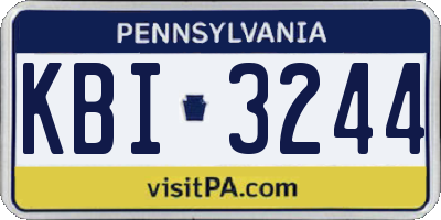 PA license plate KBI3244