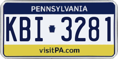 PA license plate KBI3281