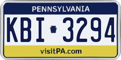 PA license plate KBI3294