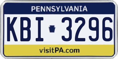 PA license plate KBI3296