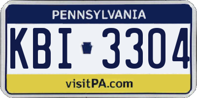 PA license plate KBI3304