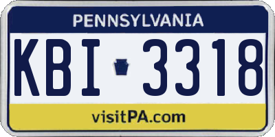 PA license plate KBI3318