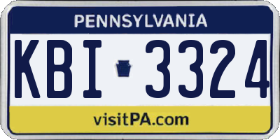 PA license plate KBI3324