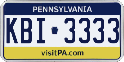 PA license plate KBI3333