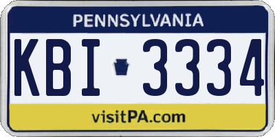PA license plate KBI3334