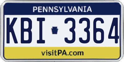PA license plate KBI3364