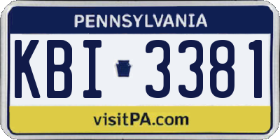 PA license plate KBI3381