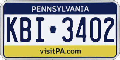 PA license plate KBI3402