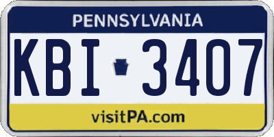 PA license plate KBI3407