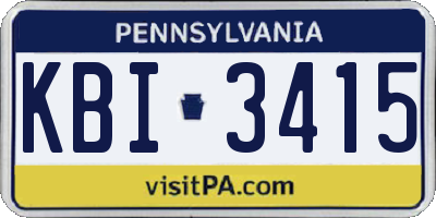 PA license plate KBI3415