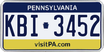 PA license plate KBI3452
