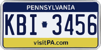 PA license plate KBI3456