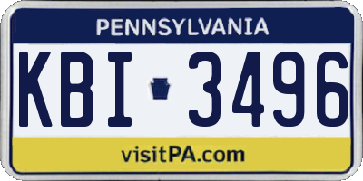 PA license plate KBI3496