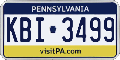 PA license plate KBI3499