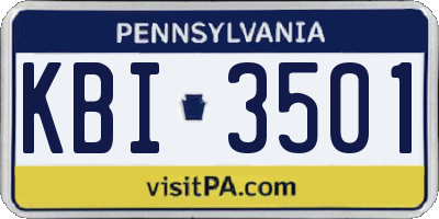 PA license plate KBI3501