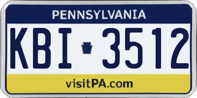 PA license plate KBI3512