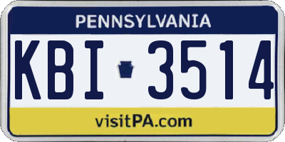 PA license plate KBI3514